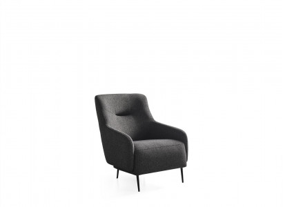 Armchair Wingback Modern Fabric Living Room Polyester Gray Design Seat New